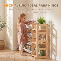 AIYAPLAY Estantería Infantil de Juguetes de Madera con 12 Cajas Organizador de Peluches 3 Estantes 146x39,5x88 cm Natural(m-7)