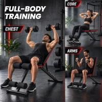 SPORTNOW Adjustable Weight Bench for Home Gym, Foldable Incline Decline Bench Press with Resistance Bands, 7-Position Backrest(m-4)