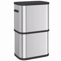 HOMCOM Poubelle de Cuisine 60 L en Acier Inoxydable avec Support à Sacs Couvercle à Fermeture Douce et Ouverture Tactile Argent(m-8)