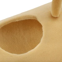 PawHut Krabpaal 104 cm, kattenboom in leeuwdesign met krabpalen, tunnel en hangende staart, voor katten tot 7 kg, lichtbruin(m-12)