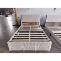 HOMCOM Polsterbett 140x200 cm mit gepolstertem Kopfteil und Stauraumschublade Holzlatten Einfache Montage Beige(m-5)