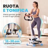 HOMCOM Stepper con Manubrio, Pedali Antiscivolo e Monitor LCD, in Acciaio e ABS, 55x44x108 cm, Bianco Nero e Bianco(m-4)
