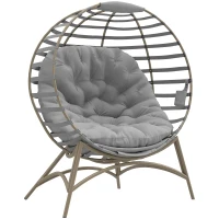 Outsunny Egg Chair with Cushion & Side Pocket - Light Grey(m-1)