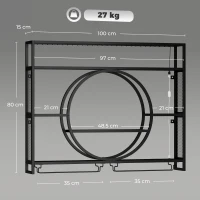 HOMCOM Suport de perete pentru sticle cu LED, suport pentru pahare și rafturi, negru(m-3)