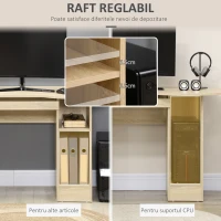 HOMCOM Birou PC pentru Birou cu Rafturi, Sertare si Polita Superioara din Lemn, 125x60x74 cm(m-6)