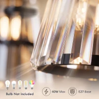 HOMCOM 3-Light Crystal Glass Ceiling Light, Triple Head with Dual Mounting, Modern Ceiling Lamp for Living Room, Black(m-5)