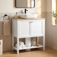 HOMCOM Corp sub lavoar, mobilier modern de baie cu 2 uși, poliță deschisă, decupaj în U, 80 x 40 x 80 cm, alb(m-4)