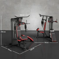 SPORTNOW Máquina Multi Estação Ajustável Multi Estação de Musculação com Placas de Peso de 45 kg 225x175x200 cm Preto(m-3)