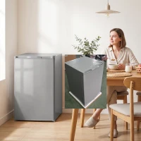 HOMCOM 85L Mini Freezer Countertop, Compact Freestanding Upright Freezer with Reversible Door, Removable Glass Shelves, Grey(m-8)