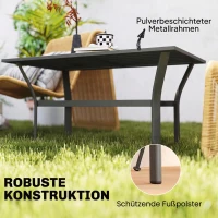 Outsunny Balkontafel Metaal met Lamellenontwerp Weerbestendig, Koffietafel, Tuintafel 91,5 x 55 x 45 cm Donkergrijs(m-5)