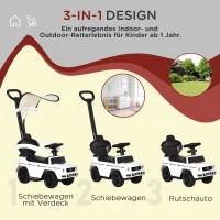 HOMCOM Rutschauto mit Schiebstange Mercedes-Benz G350 Rutschfahrzeug mit Lenkrad 3-in-1 Schiebeauto für 18-36 Monate Weiß(m-4)