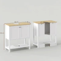 HOMCOM Corp sub lavoar, mobilier modern de baie cu 2 uși, poliță deschisă, decupaj în U, 80 x 40 x 80 cm, alb(m-3)