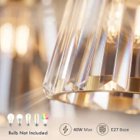 HOMCOM 3-Light Crystal Glass Ceiling Light, Triple Head with Dual Mounting, Modern Ceiling Lamp for Living Room, Gold Tone(m-5)