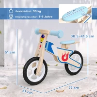AIYAPLAY Kinder Laufrad 3-5 Jahre Baby bis 50 kg Holz Lauflernrad mit EVA-Rädern Höhenverstellbarer Sitz Naturholz(m-3)