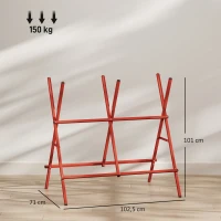 HOMCOM Caballete para Sierra Plegable Soporte Cortar Madera Altura y Ancho Ajustables Estructura en A Soporta hasta 150kg Rojo(m-3)