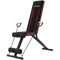 SPORTNOW Adjustable Weight Bench for Home Gym, Foldable Incline Decline Bench Press with Resistance Bands, 7-Position Backrest(m-1)