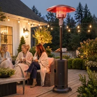 Outsunny Aquecedor de Exterior a Gás para Terraço com Espaço para Garrafa de Gás 13 kW Castanho(m-9)