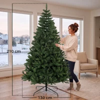 HOMCOM Árbol de Navidad 210 cm con 350 Luces LED 11 Modos Mando a Distancia 1210 Puntas Base de Acero Plegable Verde(m-3)