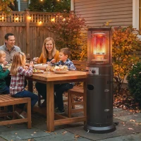 Outsunny Aquecedor de Gás para Pátio 11 kW Estufa de Exterior Portátil a Propano com Grelha de Proteção e Sistema Antitombo Preto(m-2)