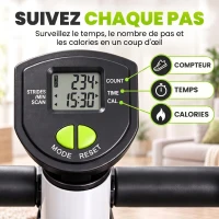 HOMCOM Stepper avec guidon stepper fitness appartement écran LCD résistance réglable exercise hanches jambes lombes pour maison acier blanc, vert, noir(m-5)
