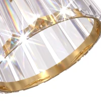 HOMCOM 3-Light Crystal Glass Ceiling Light, Triple Head with Dual Mounting, Modern Ceiling Lamp for Living Room, Gold Tone(m-12)