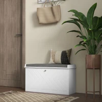 HOMCOM Banc à chaussures avec tiroir rabattable, coussin d'assise et étagère réglable, 80 x 26 x 48 cm, blanc(m-13)