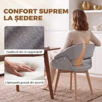 HOMCOM Set 2 Scaune Dining Ergonomice din Material Gri Deschis(m-7)