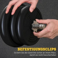 SPORTNOW Langhantel Set 25kg Rutschfeste Curlstange mit 6 Gewichten, PVC-Beschichtung, Hantelstange aus Stahl(m-7)