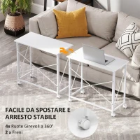 HOMCOM Scrivania Salvaspazio Pieghevole, 80x40x75 cm, Ruote a Freno per Casa, Studio e Ufficio, Bianco(m-5)