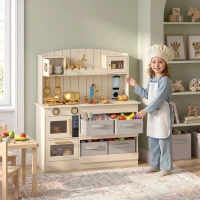 AIYAPLAY Kids Play Kitchen with Lights & Sounds, Pretend Play Toy set with 4 Fabric Drawers, 12-Piece Accessories for 3-6 Years(m-14)