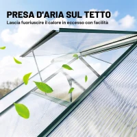 Outsunny Serra da Giardino in Policarbonato Anti UV 190x312x201cm con Finestra e Porta Scorrevole, in Alluminio(m-5)
