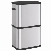 HOMCOM Küchenmülleimer 60 l aus Edelstahl mit Beutelhalter, Soft-Close-Deckel und berührungsempfindlicher Öffnung Silber(m-1)