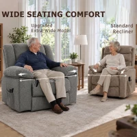 HOMCOM Oversized Riser Recliner Chair with Massage and Heat, Power Lift Recliner for Elderly with Wide Seat and Back, Grey(m-6)
