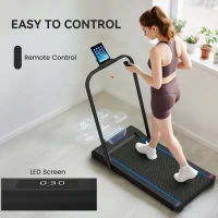 SPORTNOW 2.5HP Walking Pad, 1-6km/h Folding Treadmill with Remote Control and LED Display for Home Gym Office, Blue(m-6)