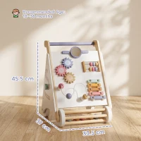 AIYAPLAY Wooden Baby Walker, Montessori Push Along Toy with 5 Blocks and Xylophone Mallet, Adjustable Speed for Toddlers 1.5-3Y(m-3)