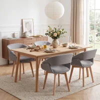 HOMCOM Set 2 Scaune Dining Ergonomice din Material Gri Deschis(m-8)