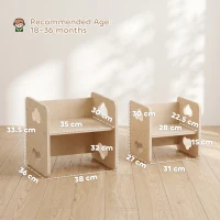 AIYAPLAY Montessori Inspired Toddler Table and Chair Set with 3-Level Heights, Weaning Baby Tables Chair Set for 18-36 M, Natural(m-3)