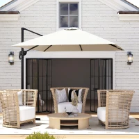 Outsunny Ombrellone da Giardino con Angolazione Regolabile su 5 Livelli e a 360°, 2.5x2.5 m, color Crema(m-2)