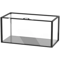 PawHut Jaula para Hámster Hábitat de Roedores Transparente con Vista Panorámica 360° Antimordiscos 105x51x51cm Negro(m-9)