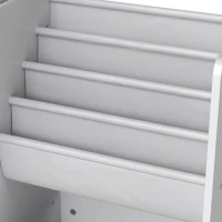 AIYAPLAY Meuble Rangement Enfant à 3 Niveaux avec 4 Porte-livres, 3 Bacs en Tissu et Compartiment, 64,5 x 30 x 66 cm, Blanc(m-13)
