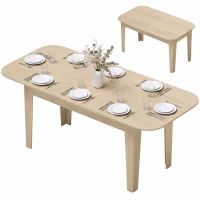HOMCOM Masă living ovală pentru dining extensibilă, potrivită pentru 4 - 8 persoane, din PAL, 140-180 cm, stejar(m-12)