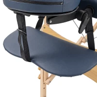 HOMCOM Portable Massage Bed, Folding Spa Beauty Massage Table with 2 Sections, Carry Bag and Wooden Frame, Dark Blue(m-10)