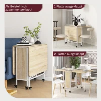 HOMCOM Mobiler Klapptisch Klapptisch, 2 klappbare Flächen, 130 cm x 80 cm x 74 cm, Naturholzfarben(m-4)
