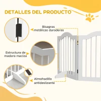 PawHut Barrera de Seguridad Plegable para Perros Pequeños Rejilla de Protección de 4 Paneles con Patas 208x61 cm Blanco(m-6)