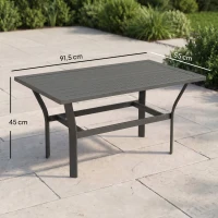 Outsunny Balkontafel Metaal met Lamellenontwerp Weerbestendig, Koffietafel, Tuintafel 91,5 x 55 x 45 cm Donkergrijs(m-3)