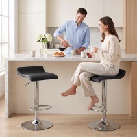 HOMCOM Conjunto de 2 Bancos de Bar Giratórios Bancos Altos de Cozinha com Altura Ajustável 62-83 cm com Encosto e Apoio para os Pés Preto(m-10)