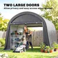 Outsunny 3 x 3(m) Garden Storage Tent, Heavy Duty Outdoor Shed with 2 Doors, Waterproof Portable Shed Tent Shelter with Galvanised Steel Frame for Bike, Motorcycle, Garden Tools, Grey(m-6)