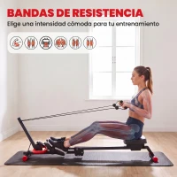 SPORTNOW Máquina de Remo Plegable 2 en 1 Entrenador Cintura Resistencia Ajustable Pantalla LCD Asiento Acolchado Carga 120 kg(m-5)