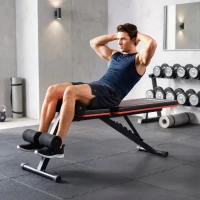 SPORTNOW Adjustable Weight Bench for Home Gym, Foldable Incline Decline Bench Press with Resistance Bands, 7-Position Backrest(m-8)