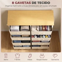 HOMCOM Cómoda de Quarto com 8 Gavetas em Tecido, Bege(m-4)